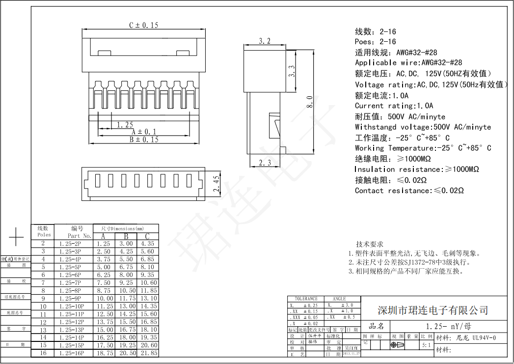 間距1.25-MX母殼